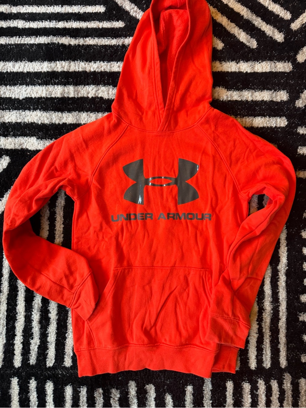 Nike Kids Orange Hoodie with Charcoal Grey Under Armour Logo